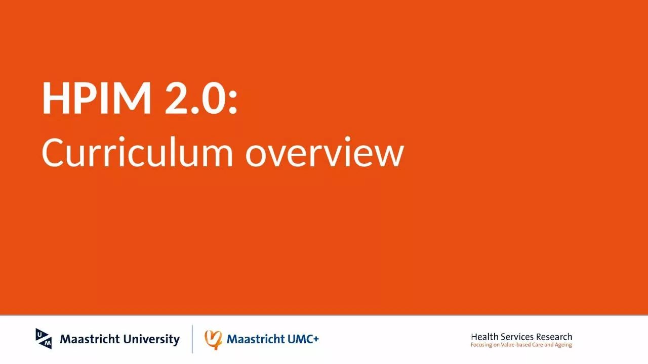 PPT-HPIM 2.0: Curriculum overview