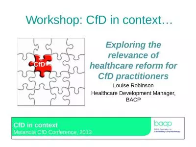 Workshop: CfD in context…