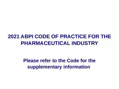 2021 ABPI CODE OF PRACTICE