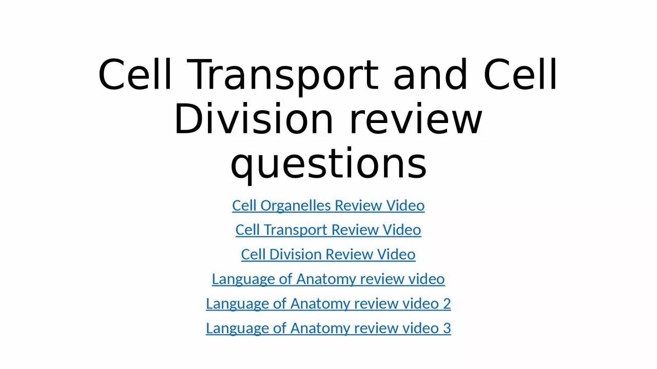 PPT-Cell Transport and Cell Division