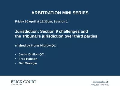 Arbitration mini series Friday 30 April at