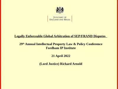 Legally Enforceable Global Arbitration of SEP/FRAND Disputes