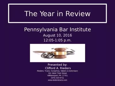 The Year in Review Pennsylvania Bar Institute