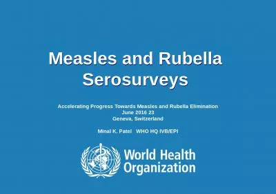 Measles and Rubella  Serosurveys