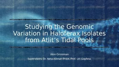Studying the Genomic Variation in Haloferax Isolates from Atlit’s Tidal Pools