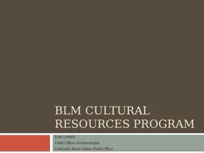 BLM Cultural Resources Program