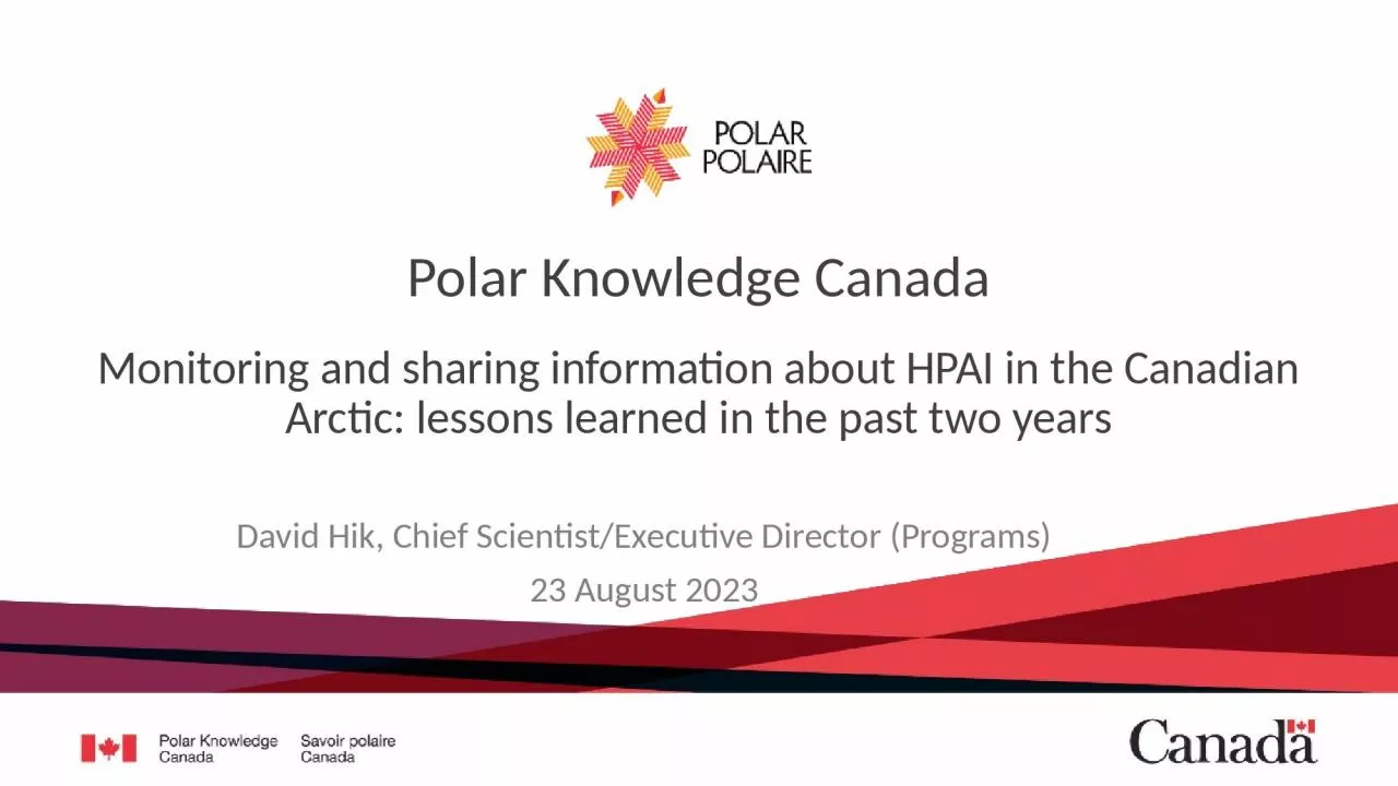 PPT-David Hik, Chief Scientist/Executive Director (Programs)