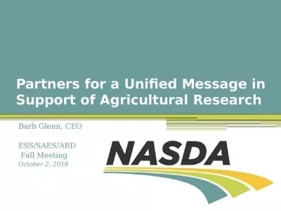 Partners for a Unified Message in Support of Agricultural Research