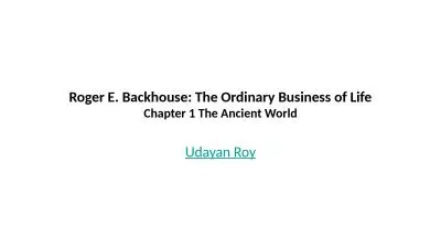 Roger E. Backhouse: The Ordinary Business of Life