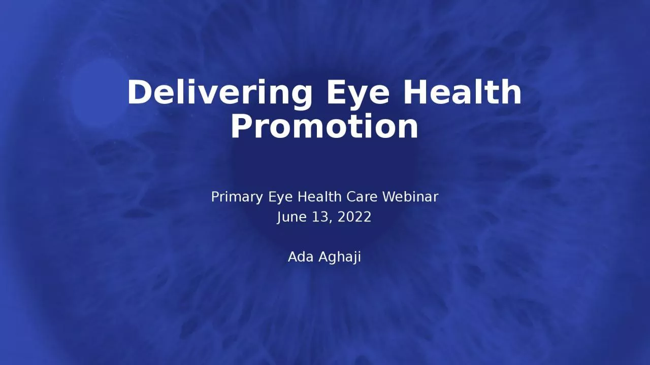 Primary Eye Health Care Webinar