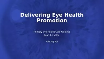 Primary Eye Health Care Webinar