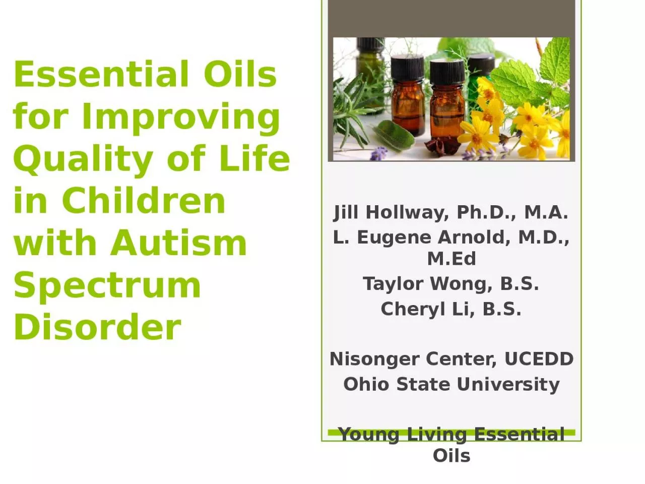 Essential Oils for Improving Quality of Life in Children with Autism Spectrum Disorder