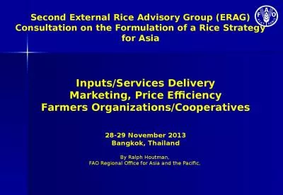 Second External Rice Advisory Group (ERAG) Consultation on the Formulation of a Rice Strategy