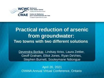 Practical reduction of arsenic from groundwater: