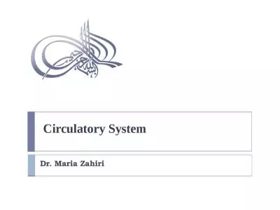 Circulatory System Dr. Maria