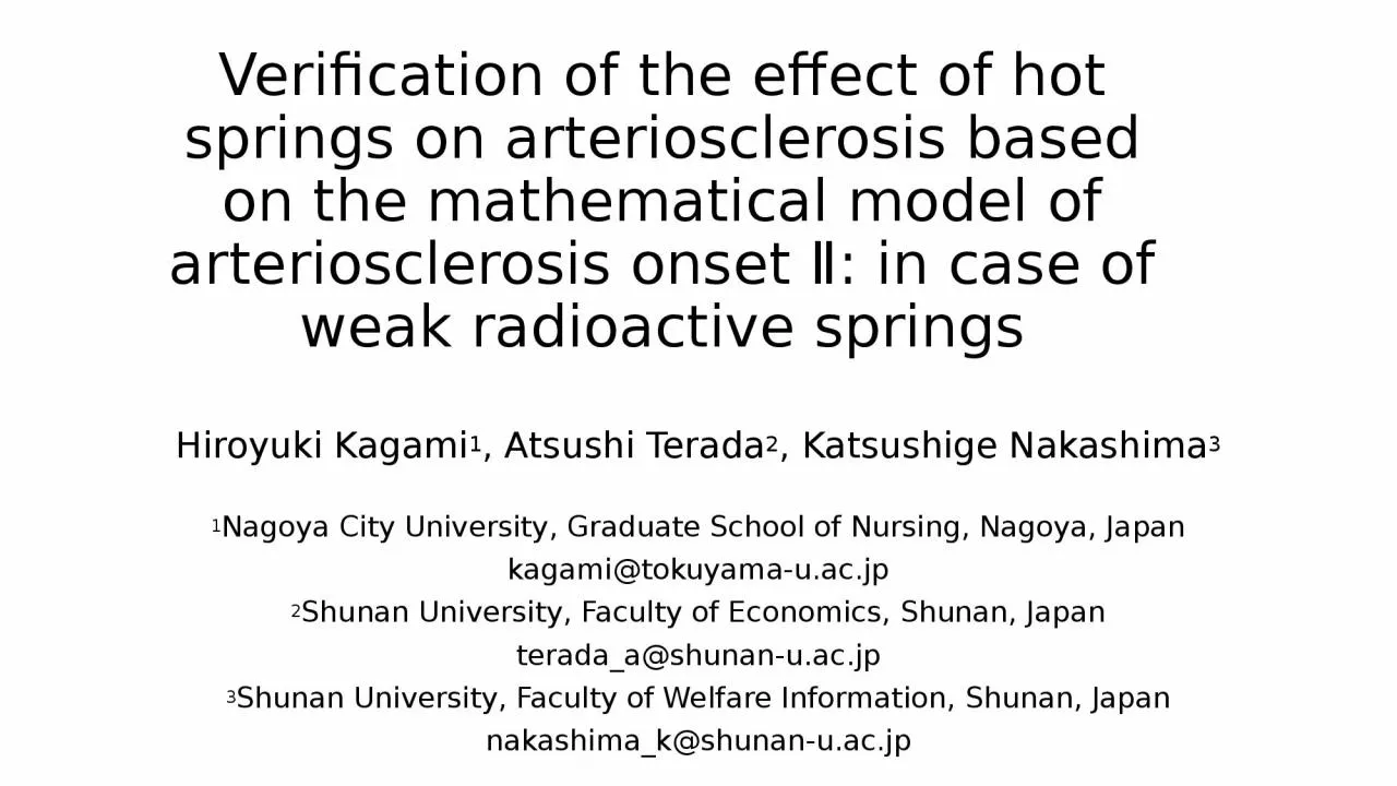 PPT-Verification of the effect of hot springs on arteriosclerosis based on the mathematical