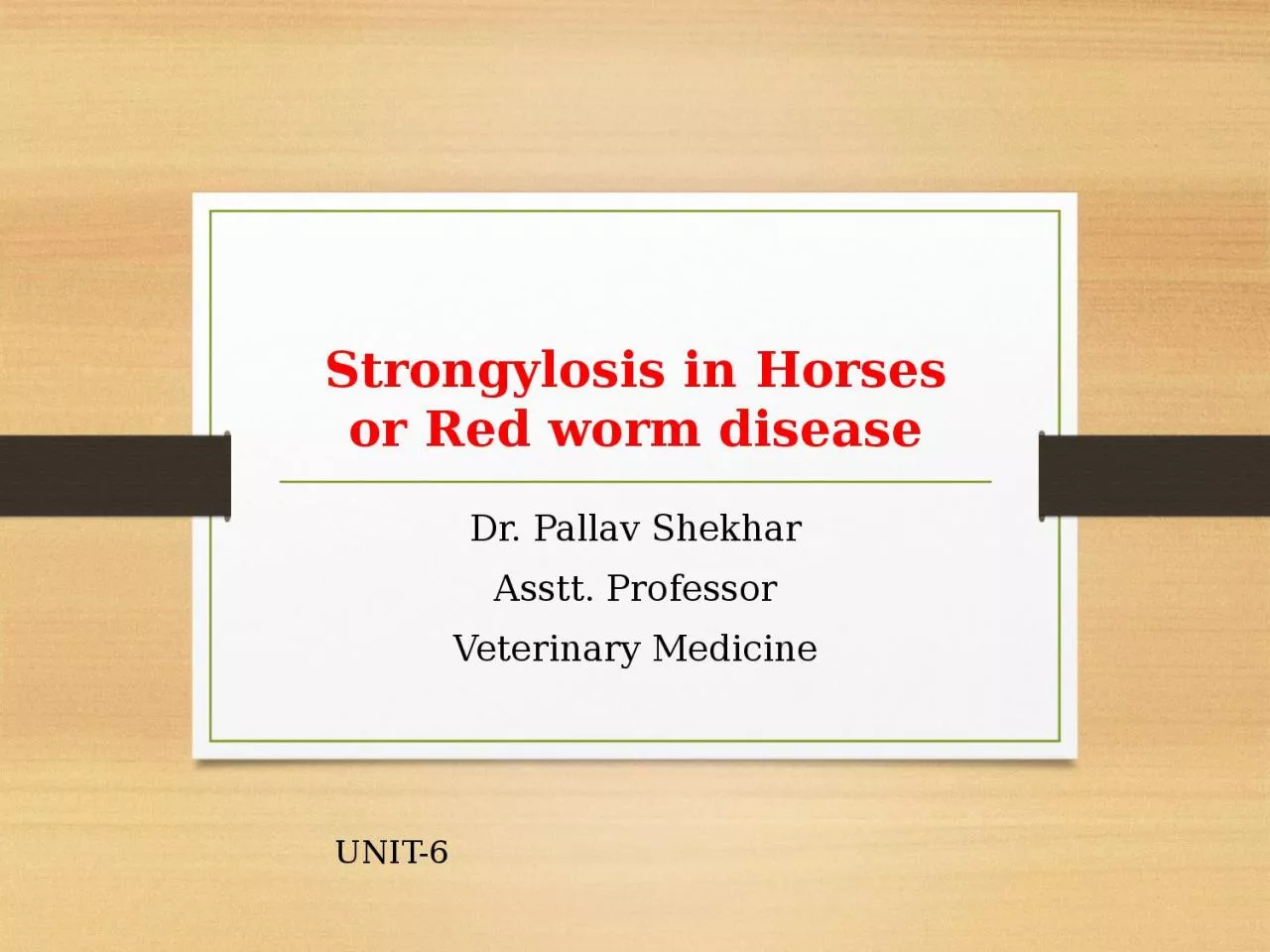 PPT-Strongylosis in Horses or Red worm disease