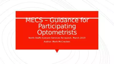 MECS – Guidance for Participating Optometrists