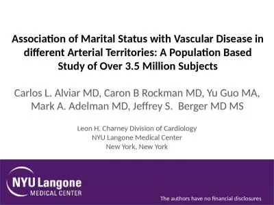 Association of Marital Status with Vascular Disease in different Arterial Territories: