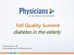 Fall  Quality Summit  d iabetes in the elderly