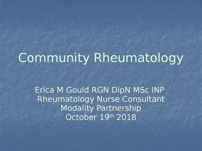 Community  Rheumatology Erica M Gould RGN