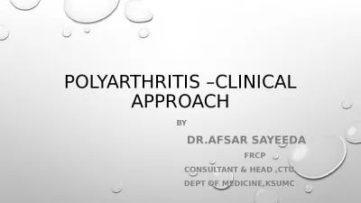 polyarthritis –clinical approach