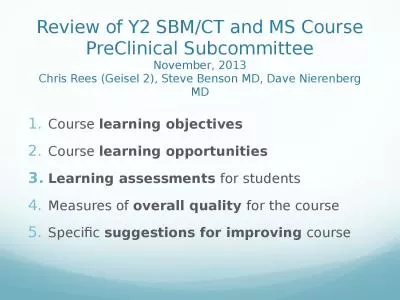 Review of Y2 SBM/CT and MS Course