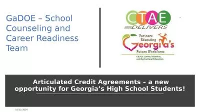 Articulated Credit Agreements – a new opportunity for Georgia’s High School Students!