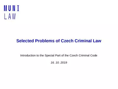 Selected Problems of Czech Criminal Law