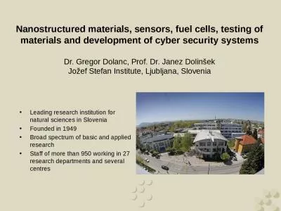 L eading  research institution for natural sciences in Slovenia