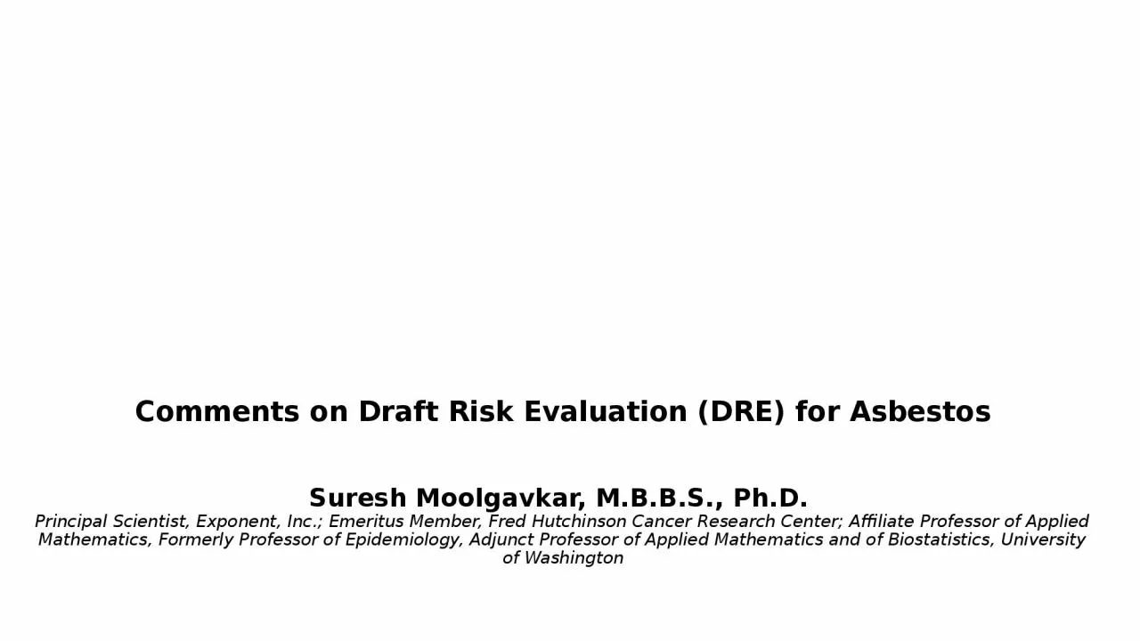 PPT-Comments on Draft Risk Evaluation (DRE) for Asbestos