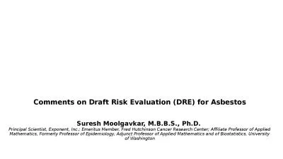 Comments on Draft Risk Evaluation (DRE) for Asbestos