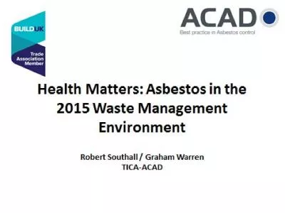 Health Matters: Asbestos in the 2015 Waste Management