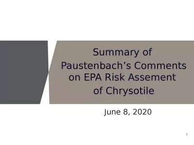 Summary of  Paustenbach’s