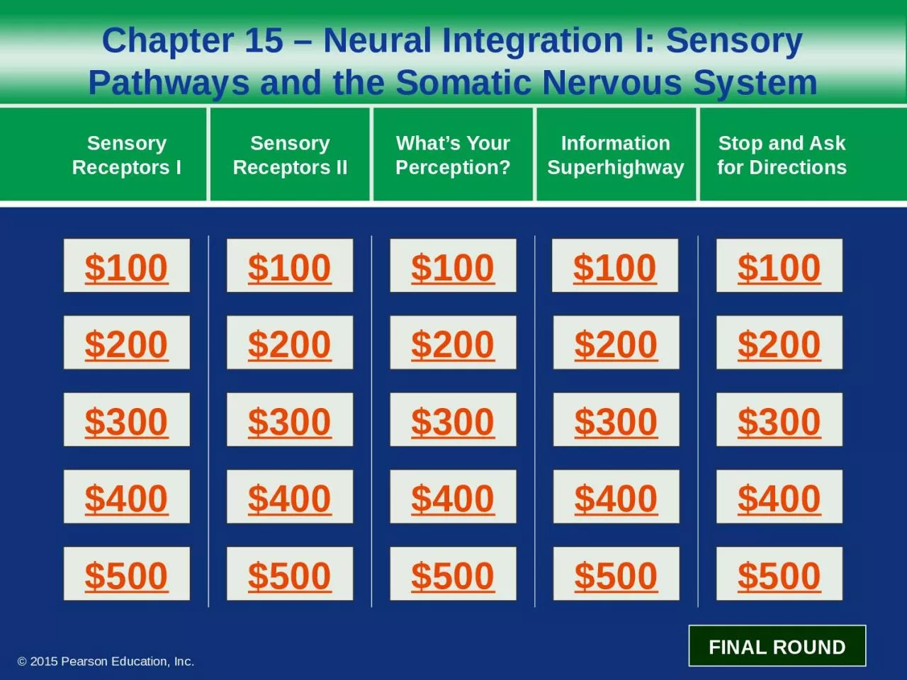 PPT-Chapter 15 – Neural Integration I: Sensory Pathways and the Somatic Nervous System