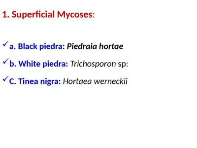 Superficial Mycoses : a. Black piedra: