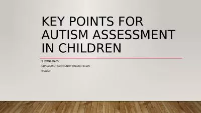 Key points for autism assessment in children