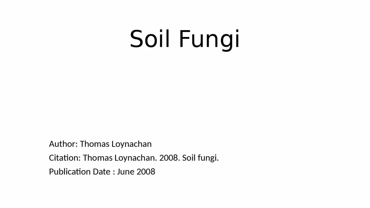 PPT-Soil Fungi Author: Thomas