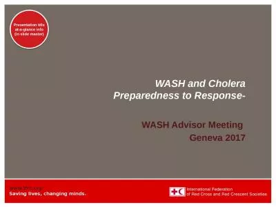 WASH and Cholera Preparedness to Response-