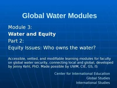 Global Water Modules Module 3: