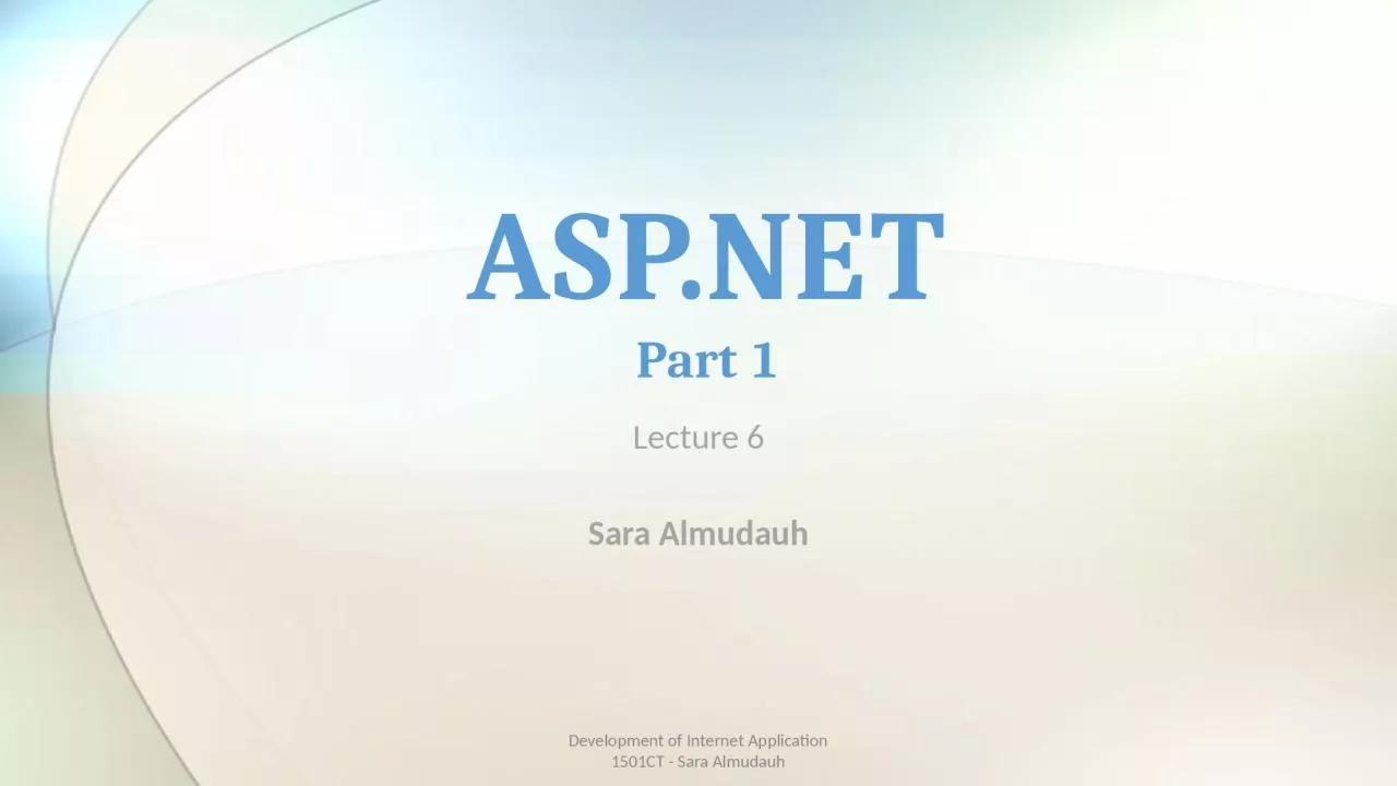 PPT-Lecture 6 Sara Almudauh ASP.NET