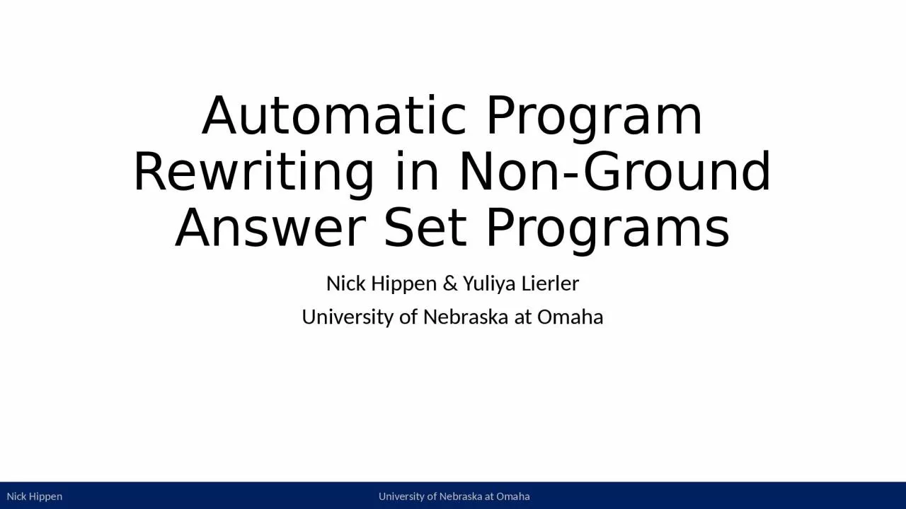 PPT-Automatic Program Rewriting in Non-Ground Answer Set Programs