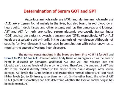 Determination of Serum GOT and GPT