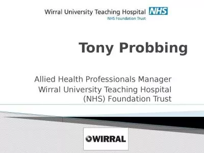 Tony Probbing Allied Health Professionals Manager