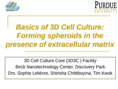 Basics of 3D Cell  C ulture: