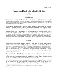 August 17, 2001  Income per Hundredweight of Milk Sold ByGary Frank1