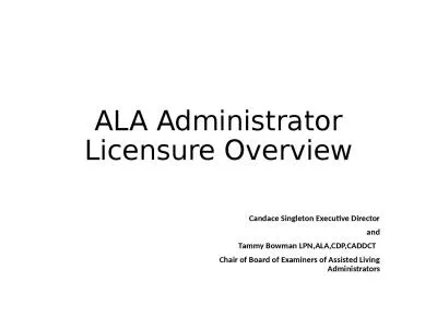 ALA Administrator Licensure Overview