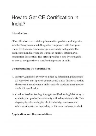 how to get ce certification in india