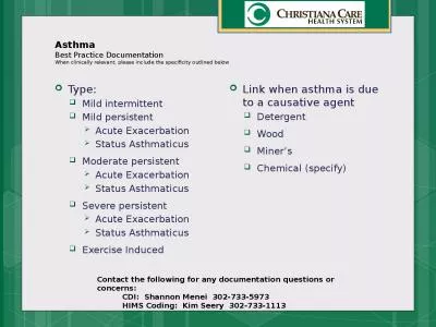 Asthma Best Practice  Documentation