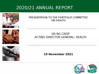 PRESENTATION TO THE PORTFOLIO COMMITTEE ON HEALTH